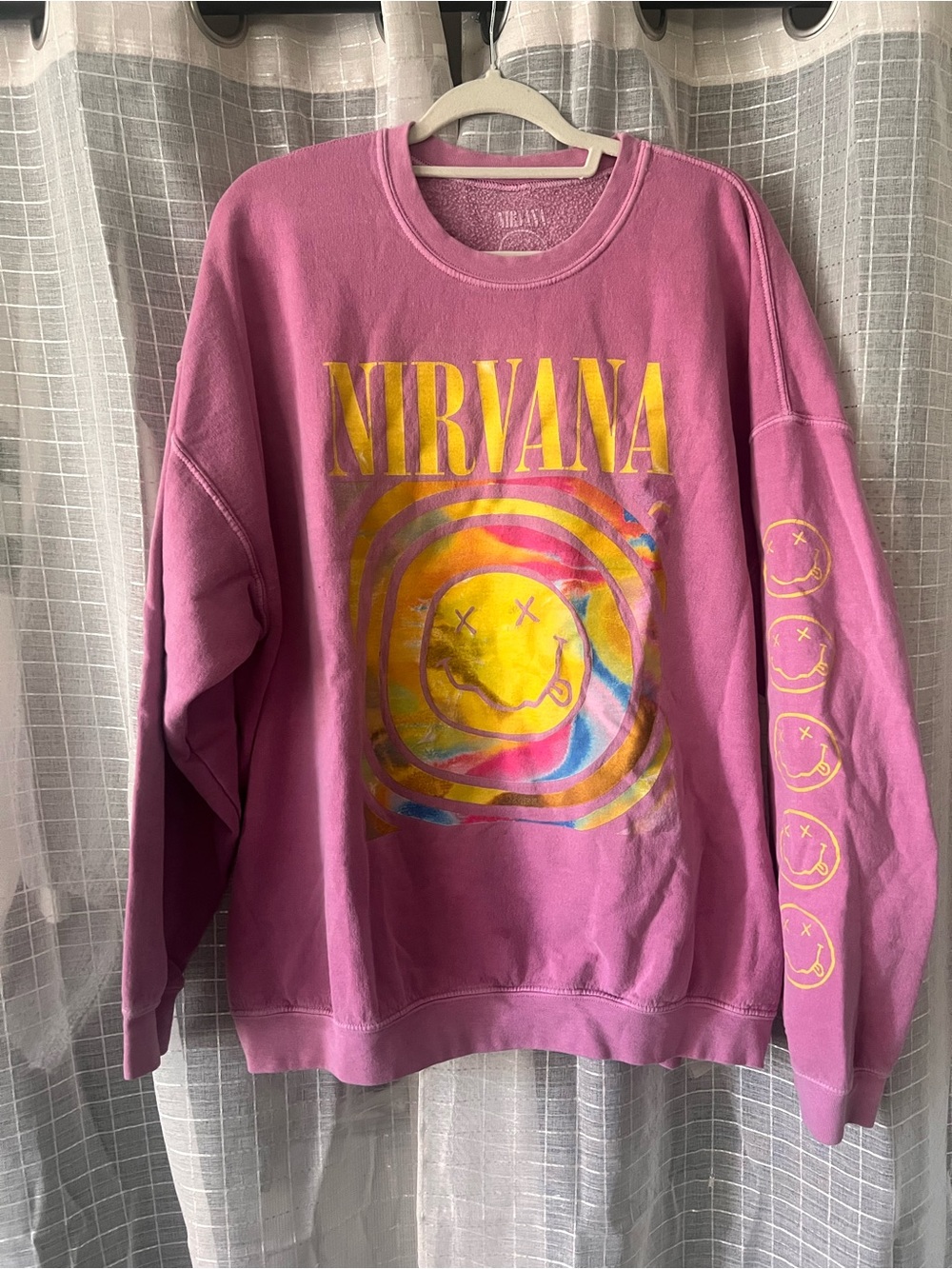 UO Nirvana Pink Graphic Crewneck Sweatshirt